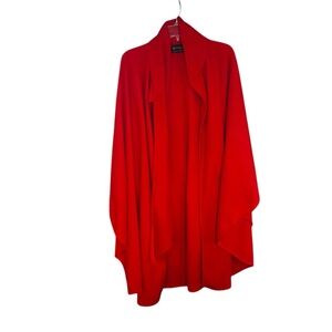 Chic Red Women's Cape Poncho with Scarf Open Front OS